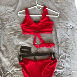 Red bathing suit top